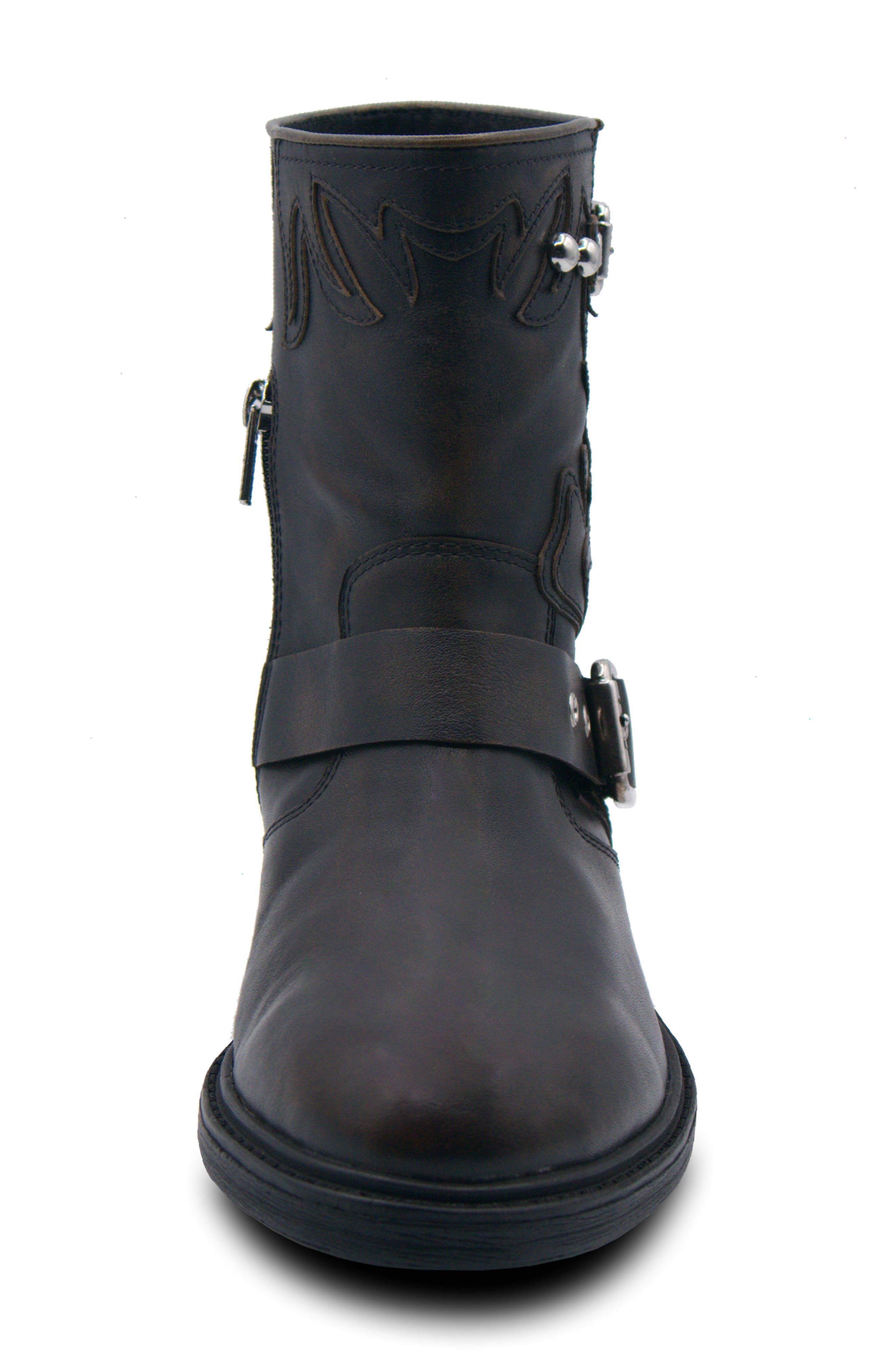 Fannei Western Leather Bootie, Alternate, color, BLACK DISTRESSED LEATHER