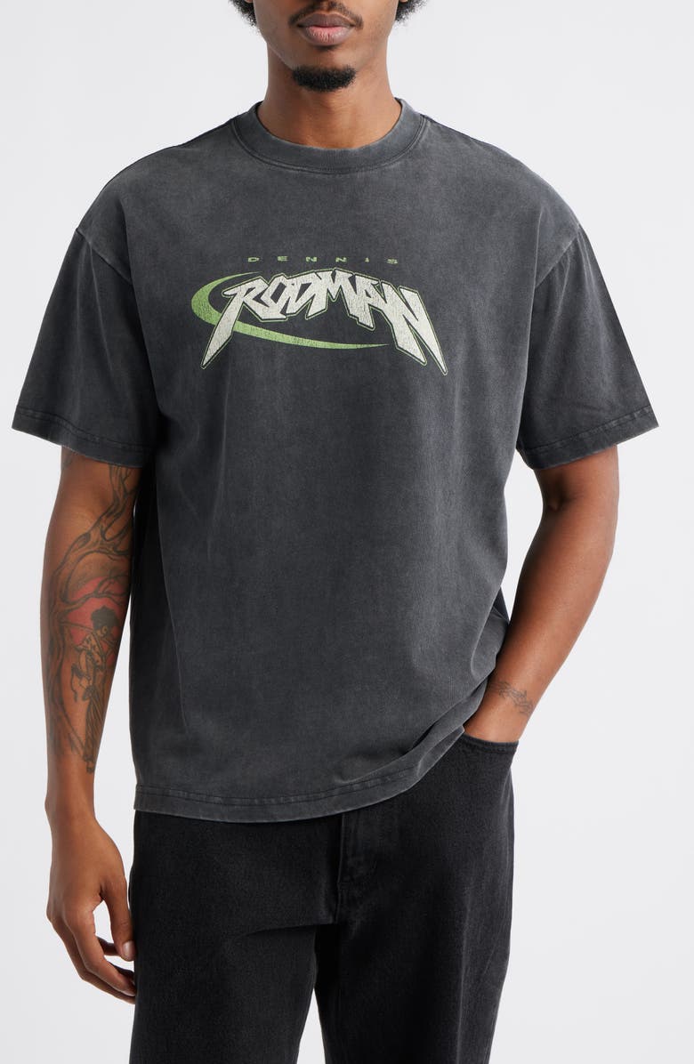 ID Supply Co Dennis Rodman Never Rests Graphic T-Shirt, Main, color, Washed Black