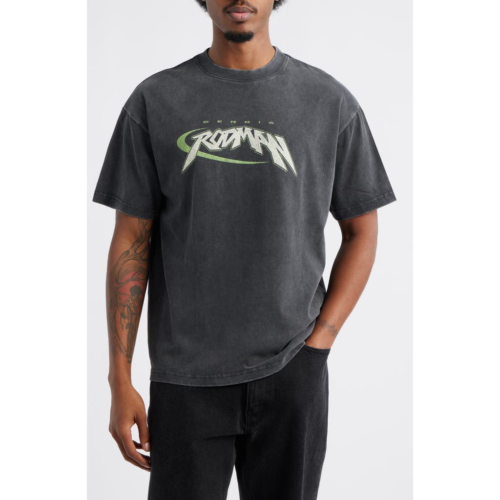 ID Supply Co Dennis Rodman Never Rests Graphic T-Shirt in Washed Black  product