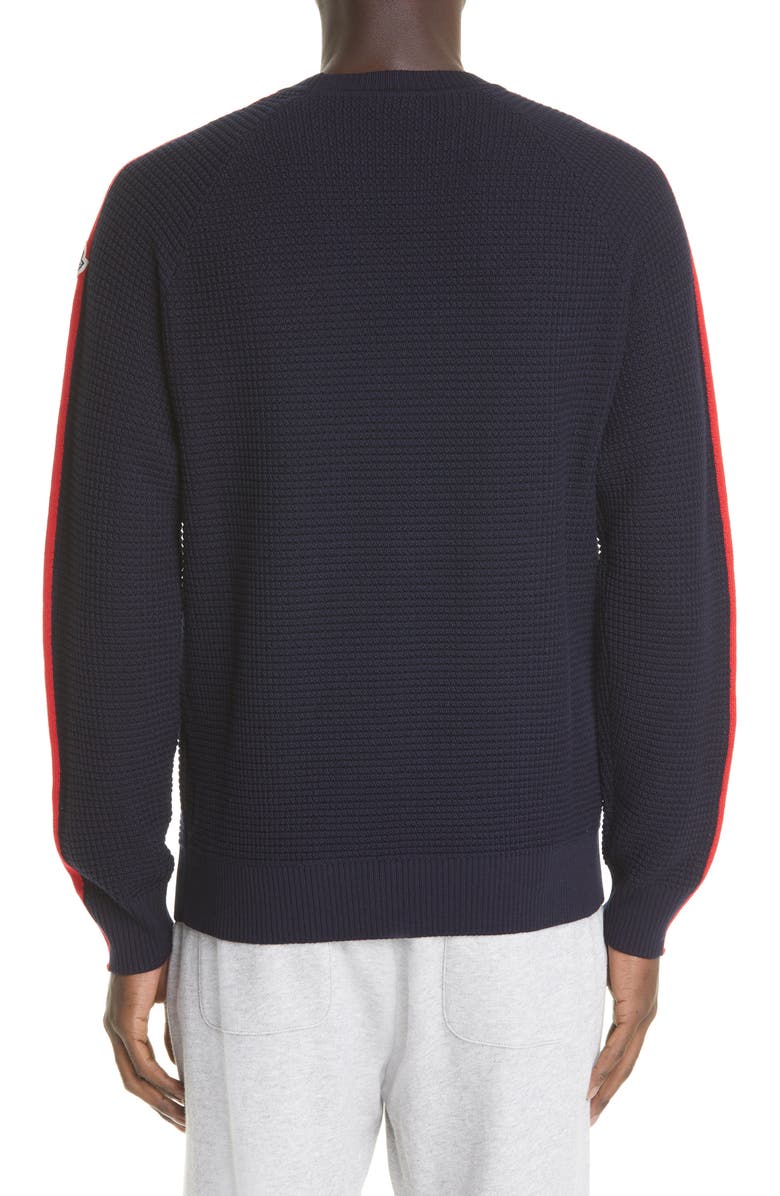 Moncler Piped Sleeve Waffle Knit Sweater, Alternate, color, 