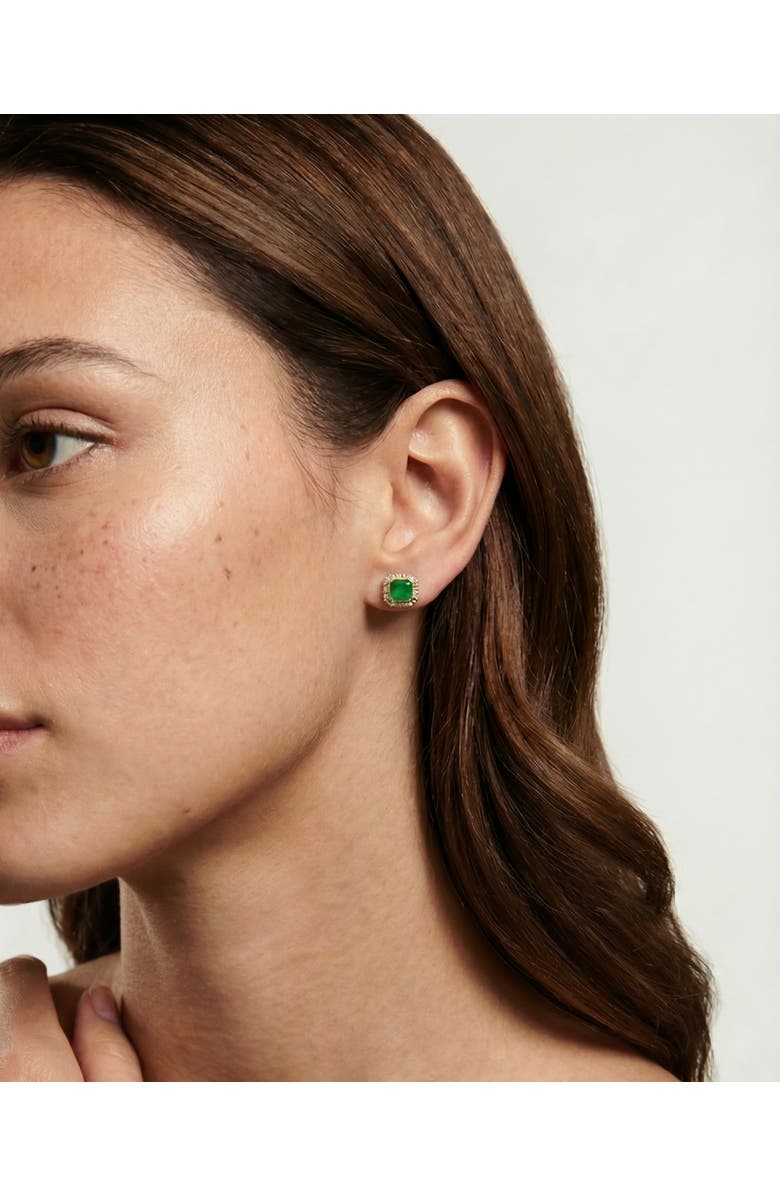 seree Park Green jade square stud earrings, Alternate, color, Bright Green