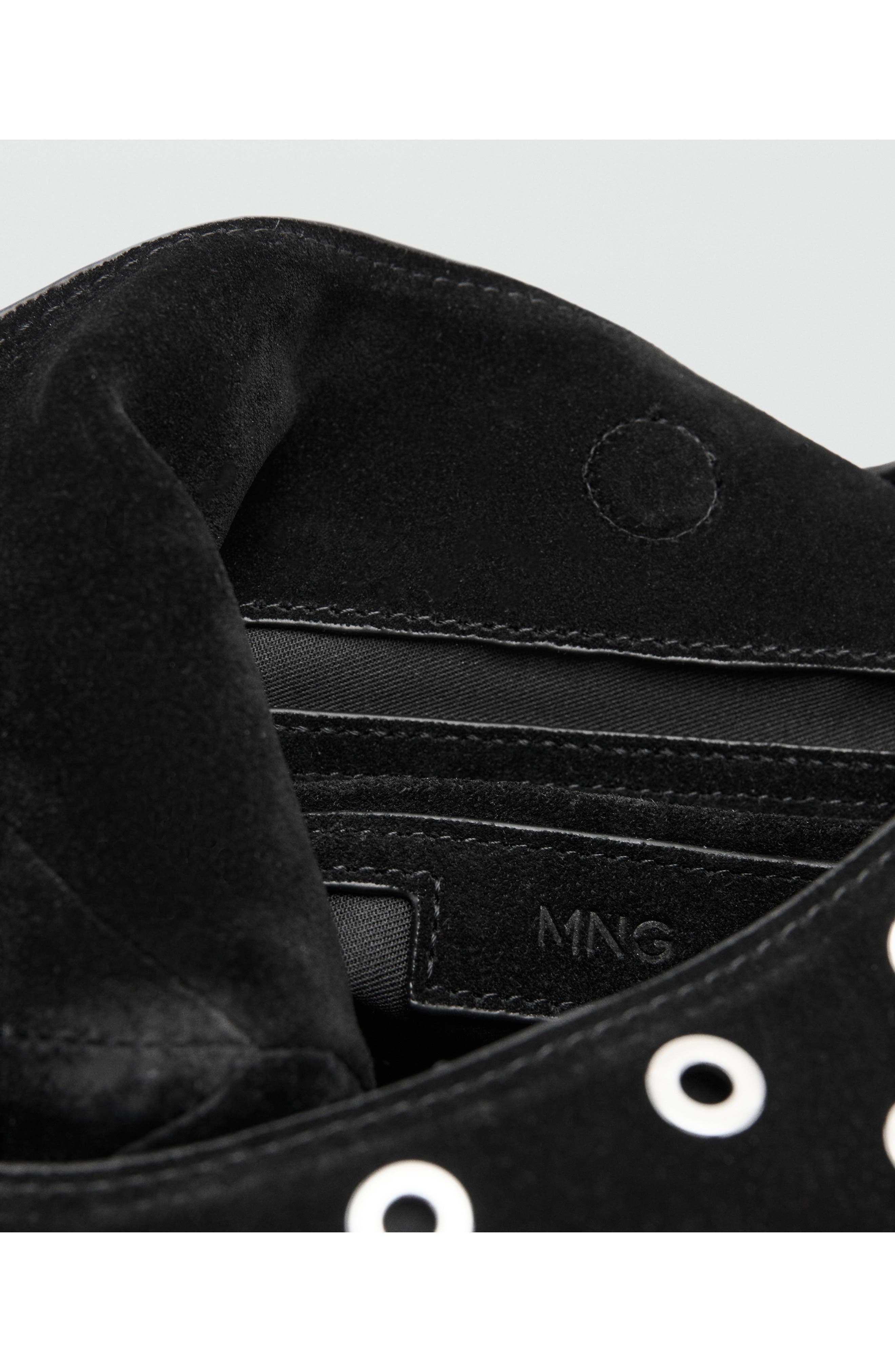 MANGO Grommet Detail Leather Bucket Bag, Alternate, color, 