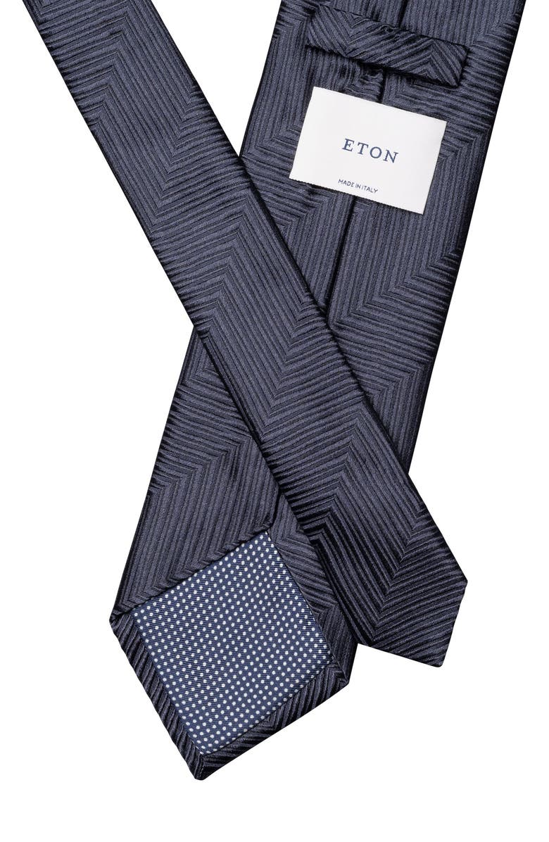 Eton Herringbone Silk Tie, Alternate, color, Navy