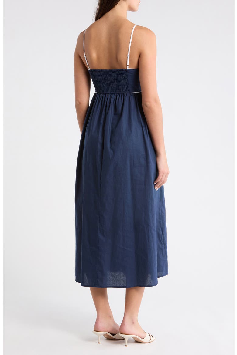 Viona Contrast Empire Midi Dress, Alternate, color, NAVY-WHITE