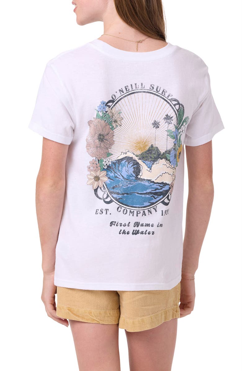 O'Neill Kids' Angie Floral Graphic T-Shirt, Alternate, color, White