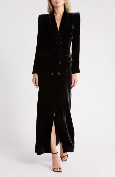 Stormi Velvet Tuxedo Maxi Dress