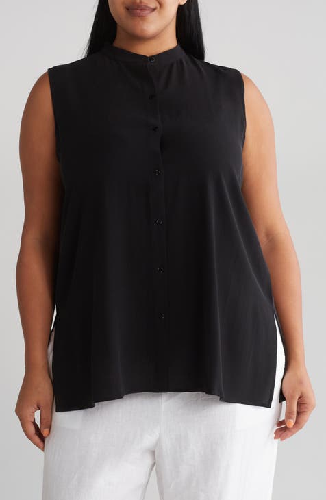 Collared Silk Top (Plus)