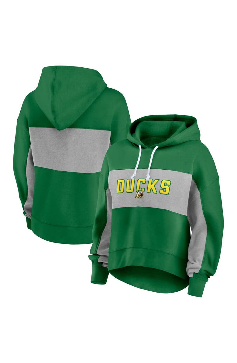 FANATICS Women's Fanatics  Green/Gray Oregon Ducks Fleece Pullover Hoodie, Main, color, 
