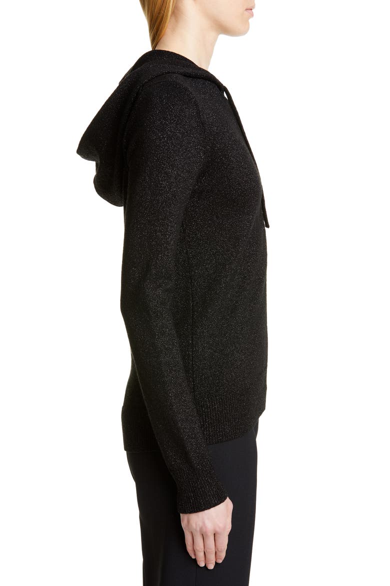 Metallic Hooded Sweater, Alternate, color, BLACK/ BLACK