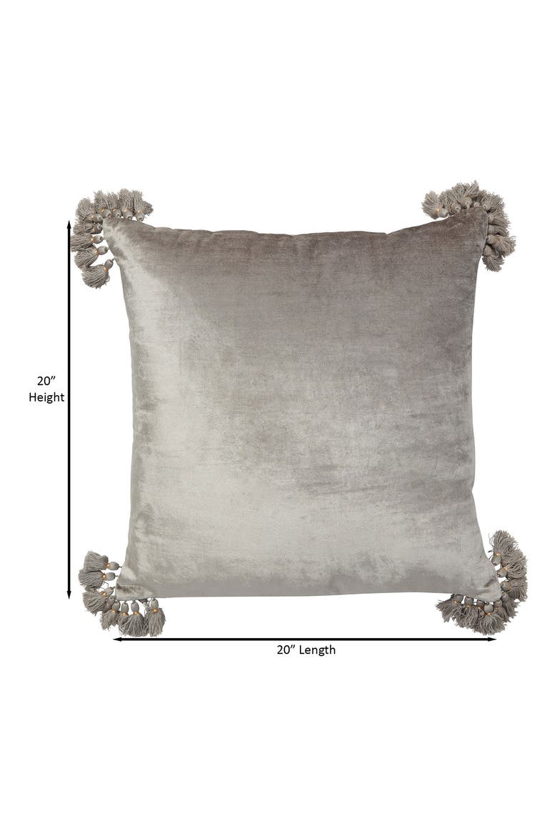 Raj Velvet Tassel Throw Pillow, Alternate, color, BLUE