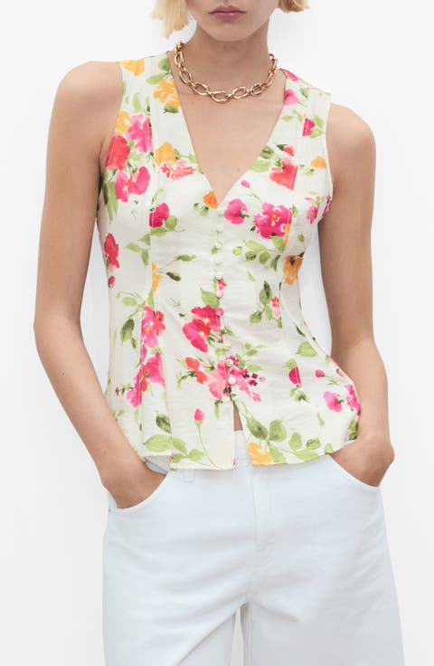 Floral Print Sleeveless Top