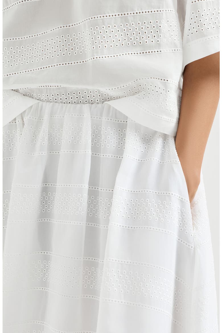 Cotton organza broderie anglaise skirt, Alternate, color, White