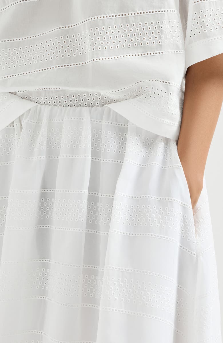 Brunello Cucinelli Broderie anglaise skirt, Alternate, color, White