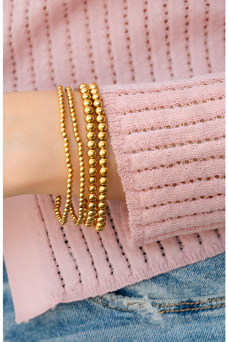 3mm & 5mm Beaded Bracelet Stacking Set, Alternate, color, Gold