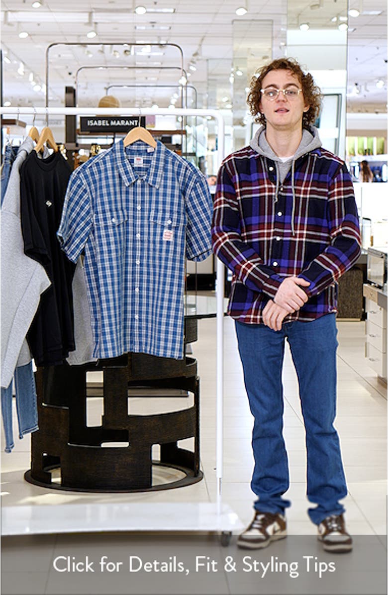 Worker Oversize Check Short Sleeve Button-Up Shirt, sales video thumbnail