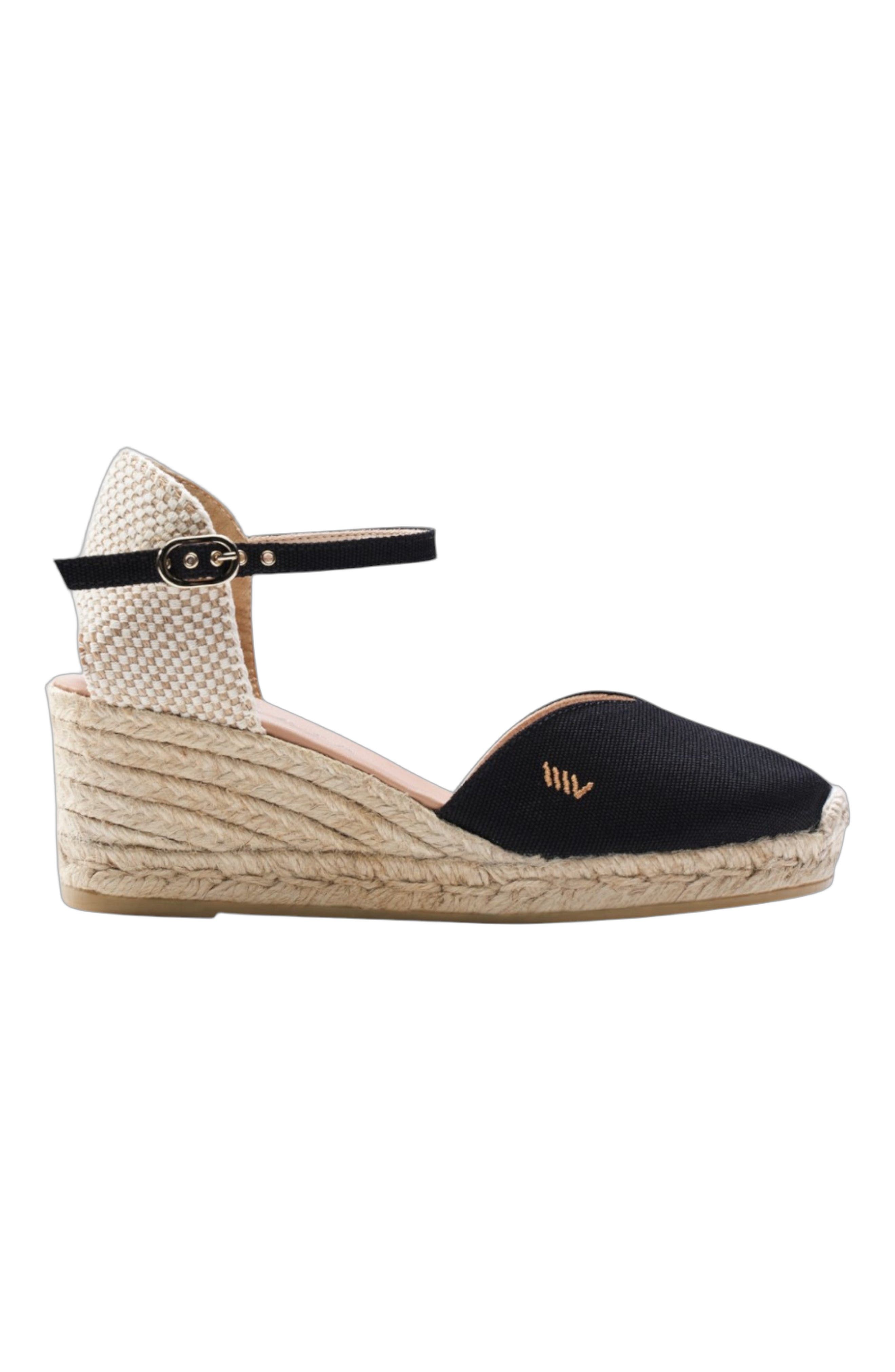 VISCATA Reus Canvas Espadrille Wedges, Main, color, Black