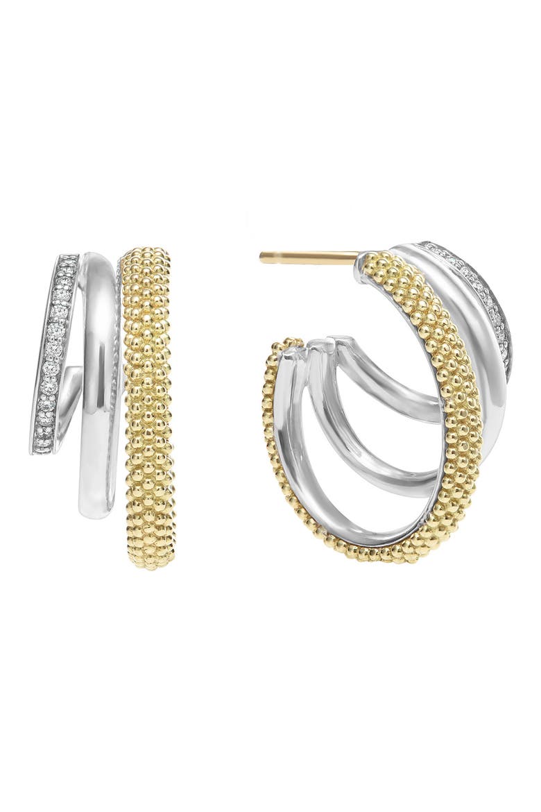 Caviar Lux Pavé Diamond Hoop Earrings, Alternate, color, TWO-TONE