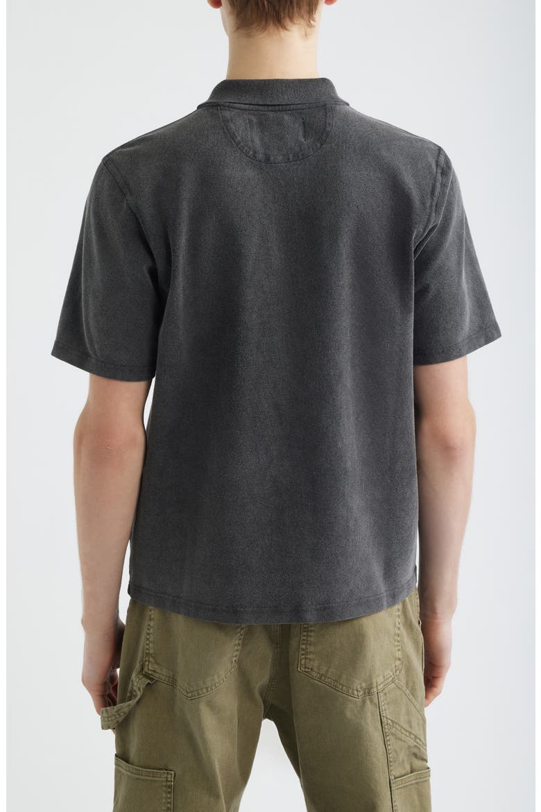 Brushed Cotton Piqué Polo, Alternate, color, WASHED BLACK