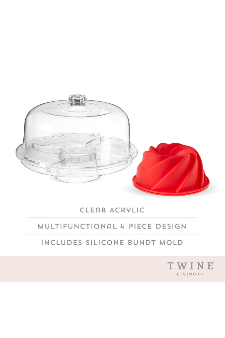 Multi-Functional Acrylic Server with Bundt Cake Mold, Alternate, color, Clear