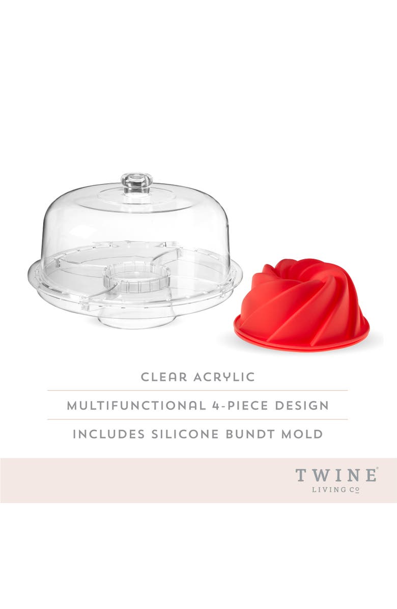 TWINE Multi-Functional Acrylic Server with Bundt Cake Mold, Alternate, color, Clear