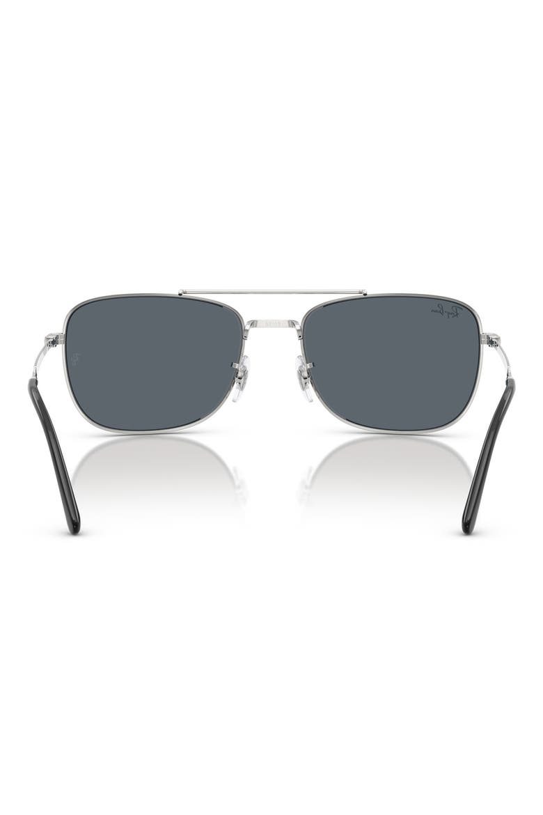 59mm Rectangular Aviator Sunglasses, Alternate, color, SILVER