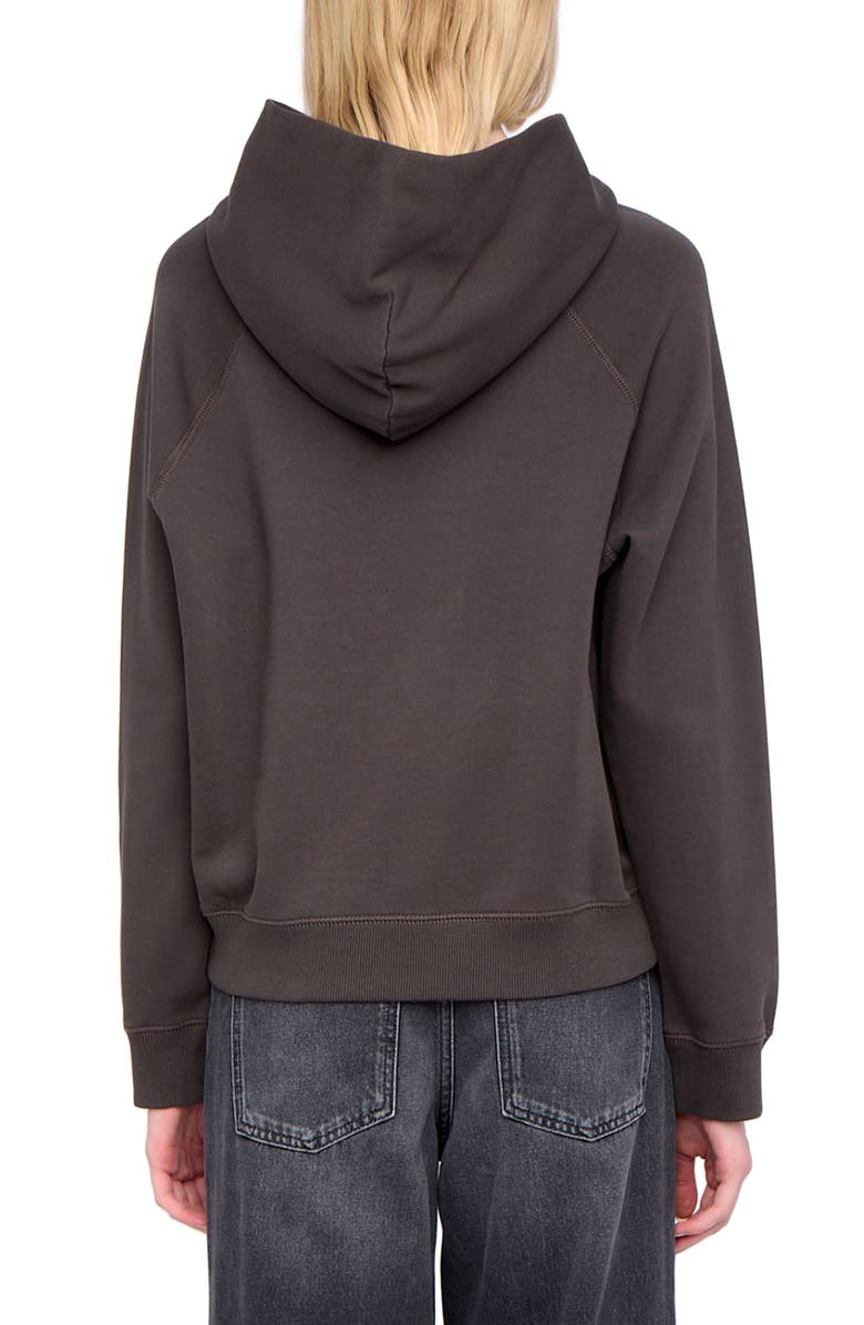 Zadig & Voltaire Georgy Heart Wings Strass Crystal Embellished Cotton Graphic Hoodie, Alternate, color, Carbone