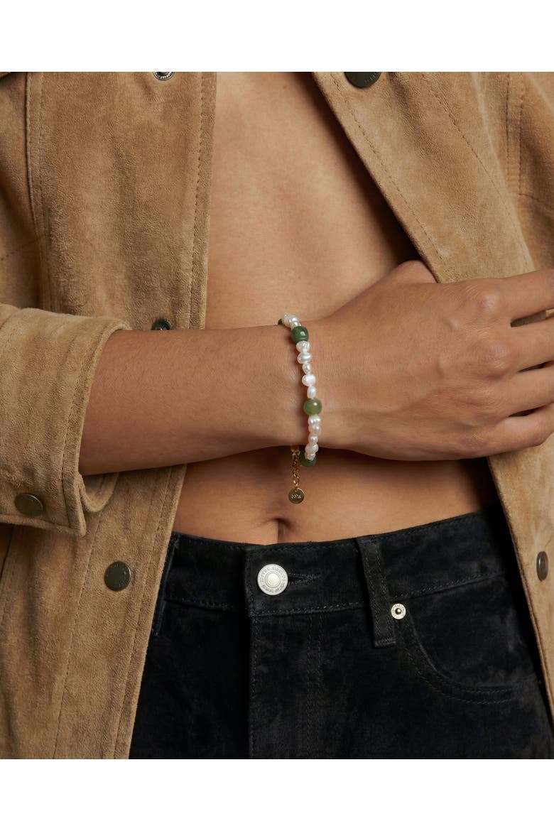 Isabelle Pearl and green jade bracelet, Alternate, color, Light green