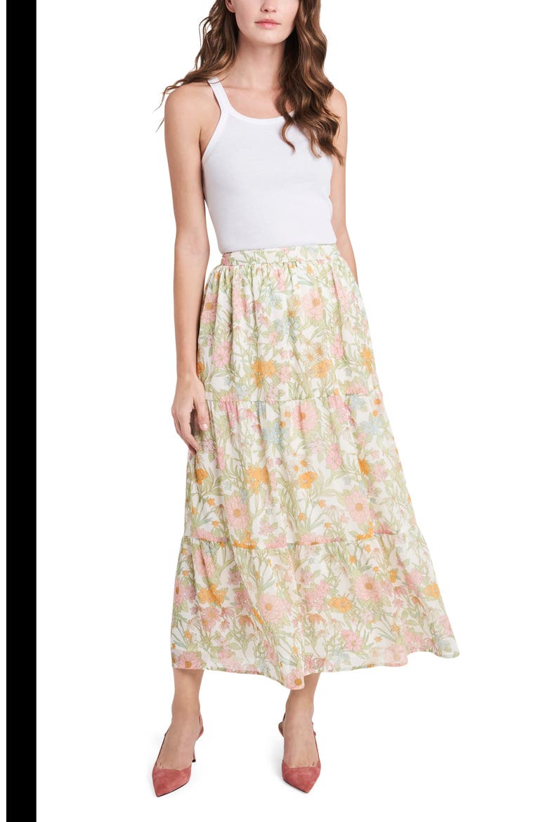 Verona Garden Tiered Ruffle Skirt, Alternate, color, WHITE MULTI