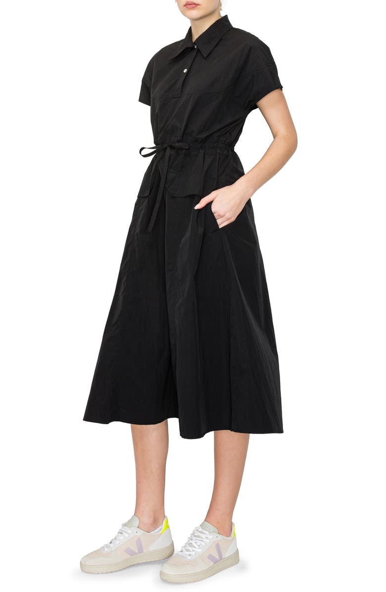 MELLODAY Drawstring Waist Midi Shirtdress, Alternate, color, 