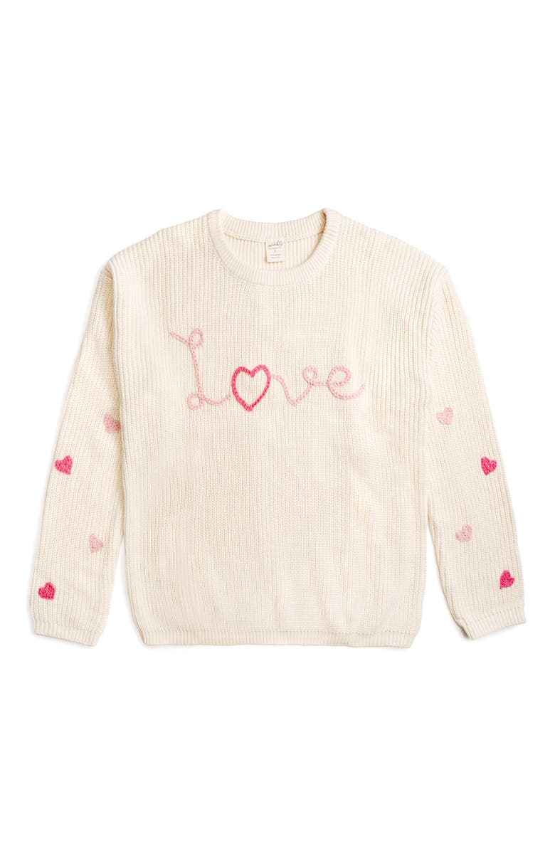 Sweet Wink Ditsy Love Valentine
s Day Knit Women
s Sweater, Main, color, Natural