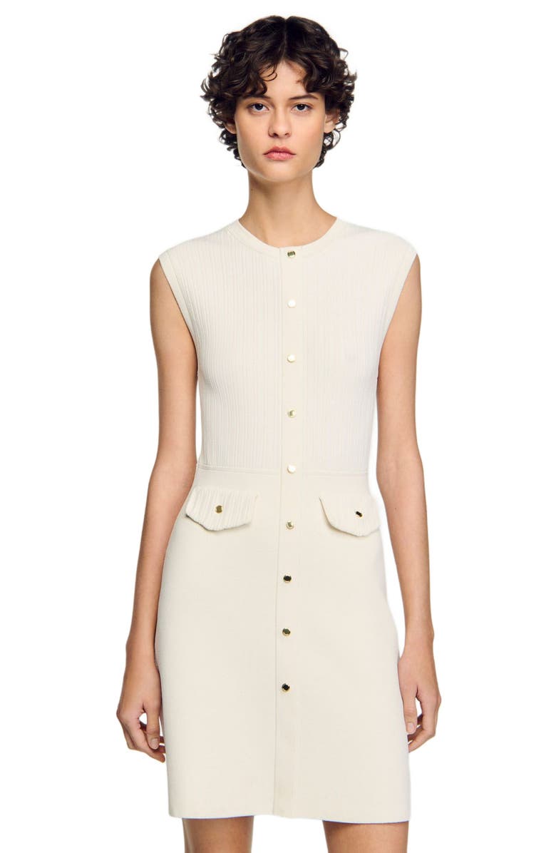 SANDRO Rib knit mini dress, Alternate, color, 