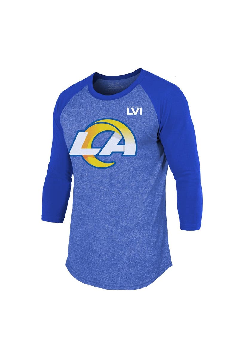 Majestic Threads Men's Majestic Threads Matthew Stafford Royal Los Angeles Rams Super Bowl LVI Name & Number Raglan 3/4 Sleeve T-Shirt, Alternate, color,