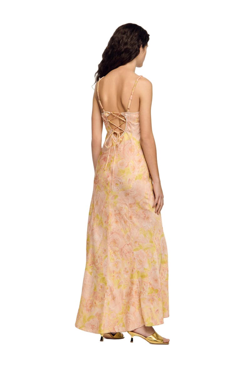 Flower print maxi dress, Alternate, color, Pink / green