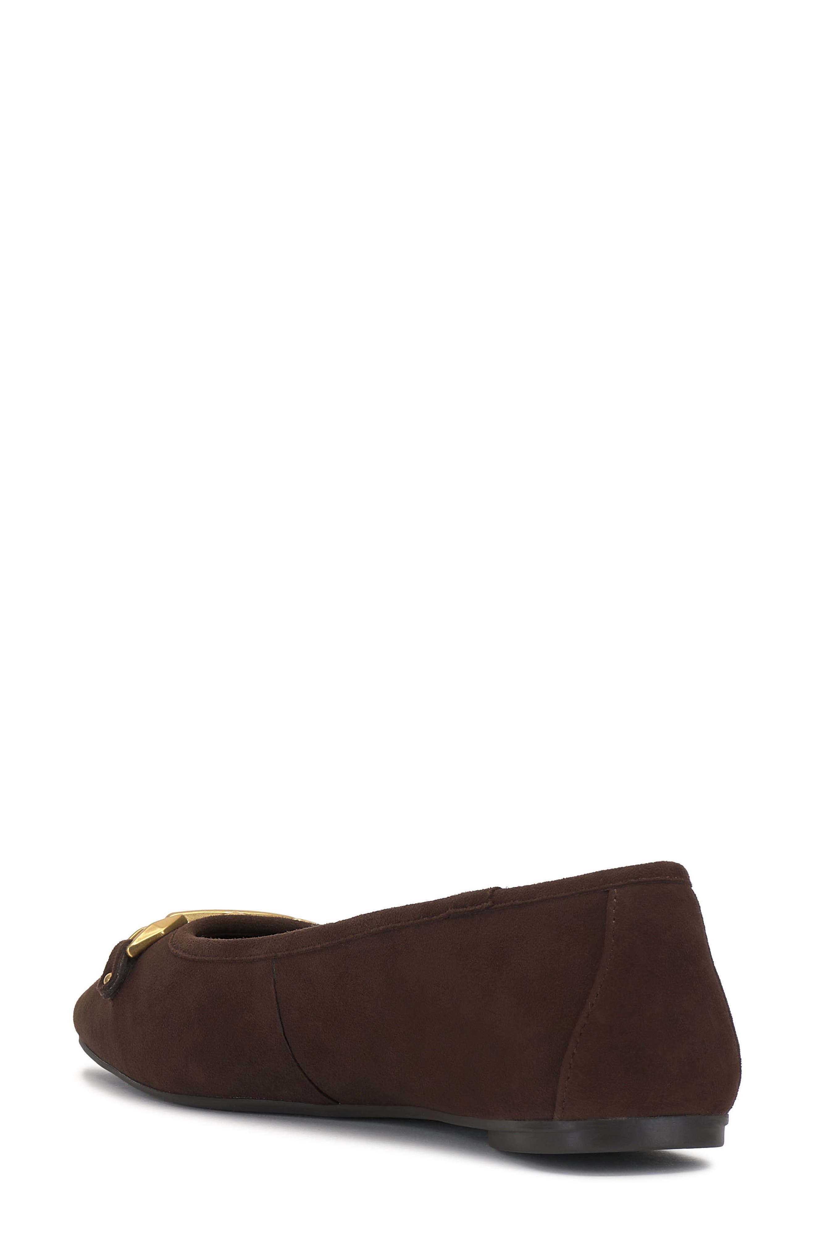 Vince Camuto Virna Square Toe Flat, Alternate, color, Brownie