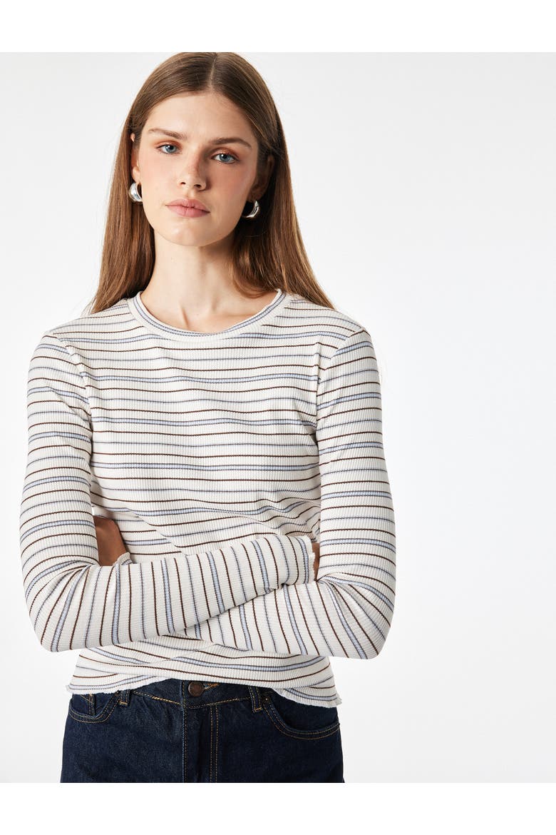Long Sleeve Blouse, Alternate, color, ECRU STRIPE