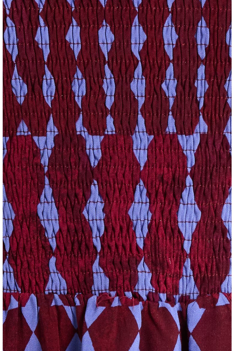 Ramsay Abstract Sulen Smocked Bodice Dress, Alternate, color, BURGUNDY-BLUE