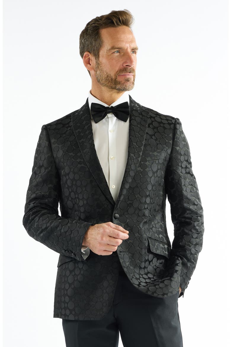 Dotted Jacquard Evening Jacket, Alternate, color, BLACK