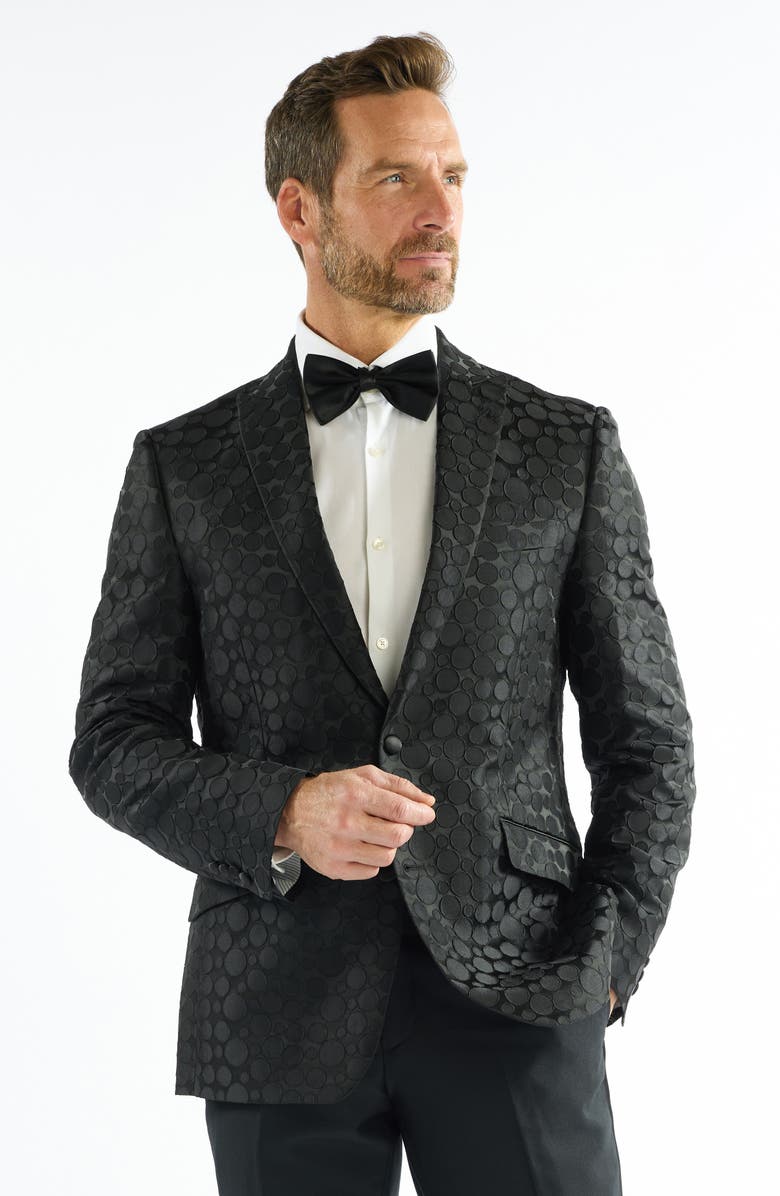 SAVILE ROW CO Dotted Jacquard Evening Jacket, Alternate, color, Black