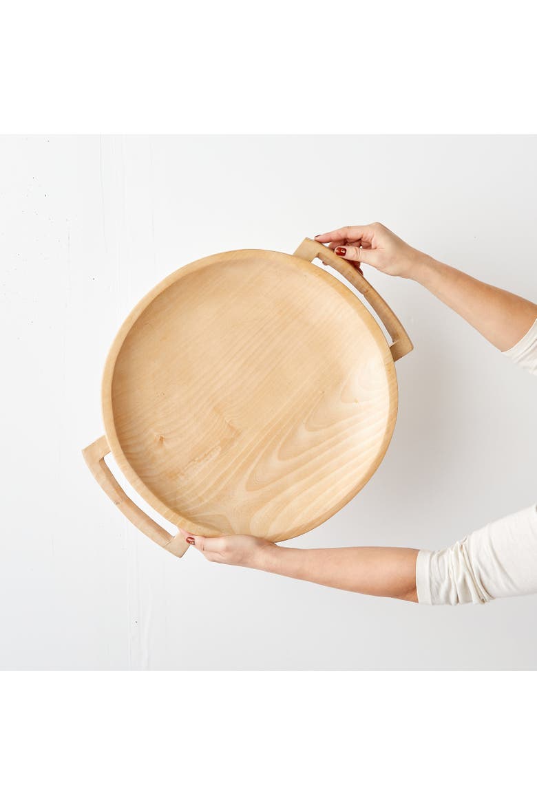 Swazi Round Wood Serving Platter, Main, color, Natural