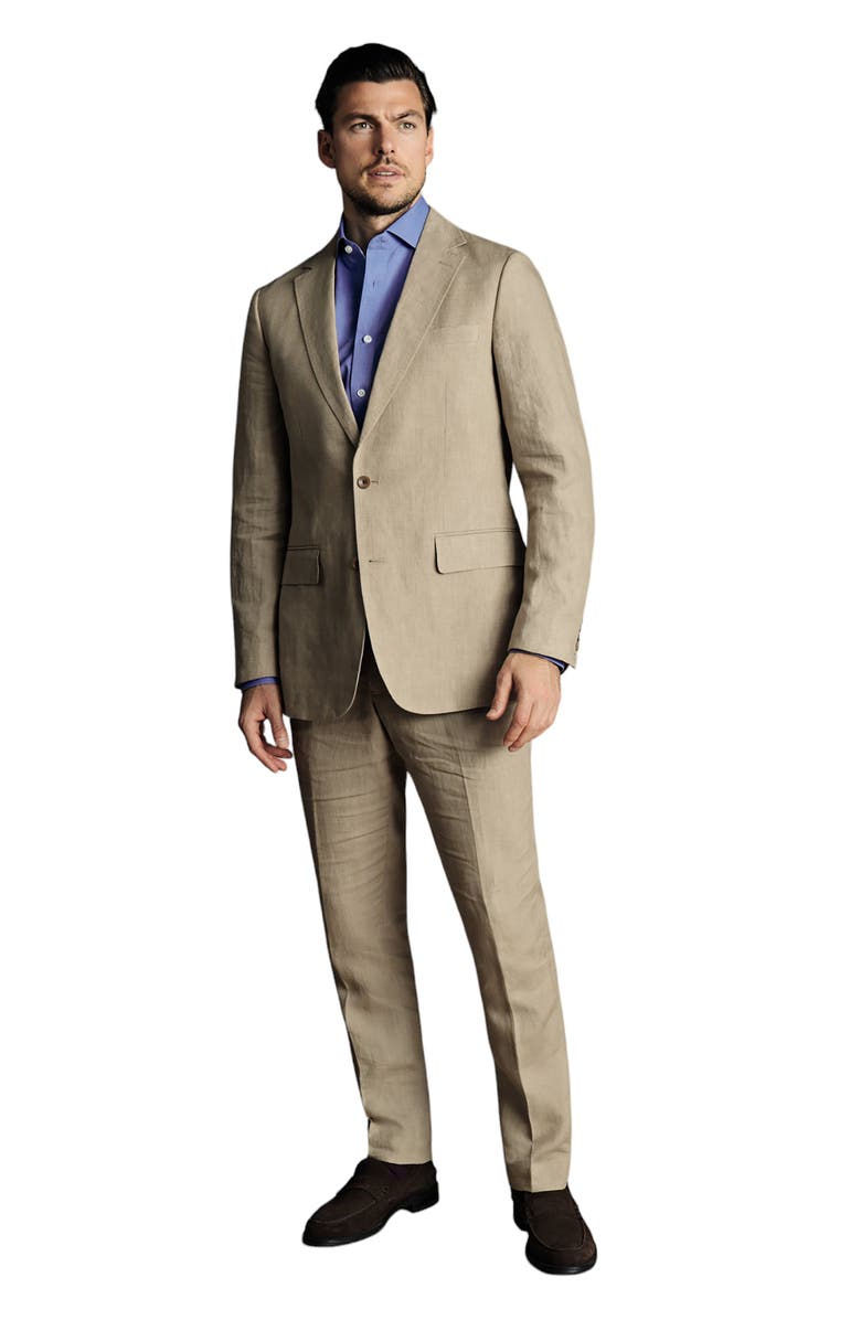 Charles Tyrwhitt Linen Slim Fit Jacket, Alternate, color, Taupe