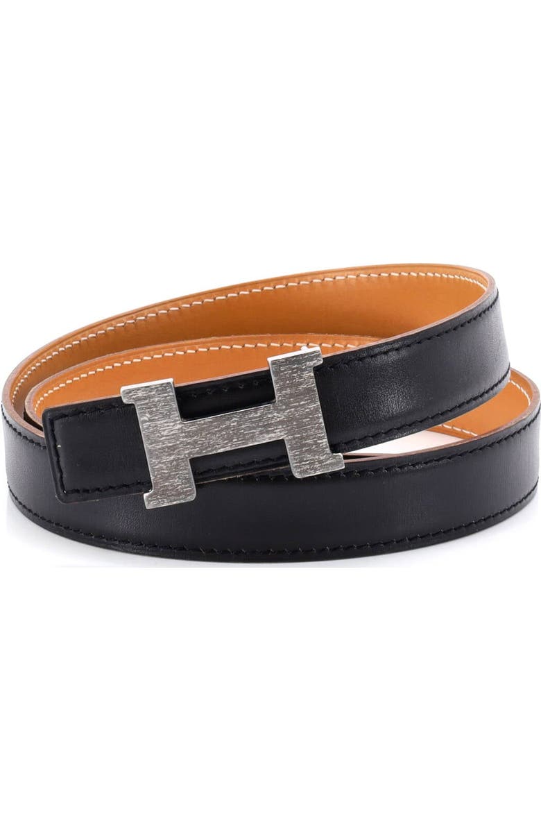 Pre-Owned Hermes Constance Reversible Belt Leather Thin, Main, color, Black