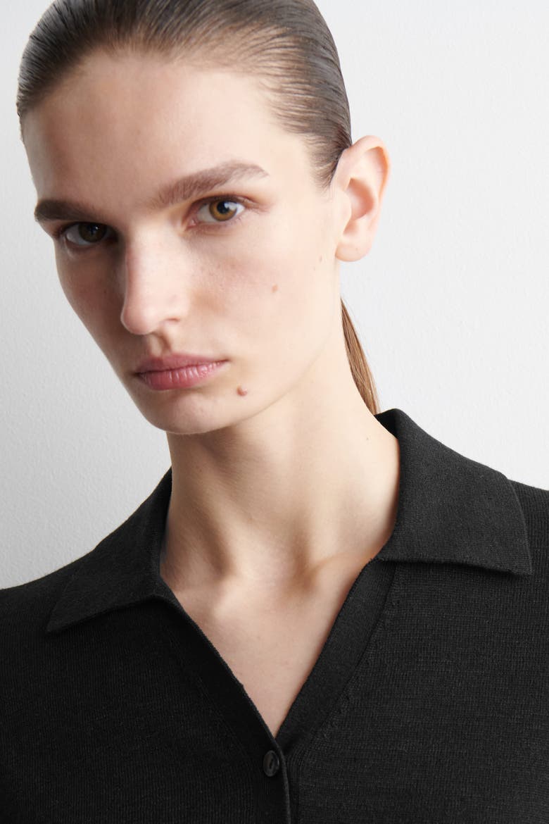 Knitted Linen-Merino Shirt, Alternate, color, BLACK