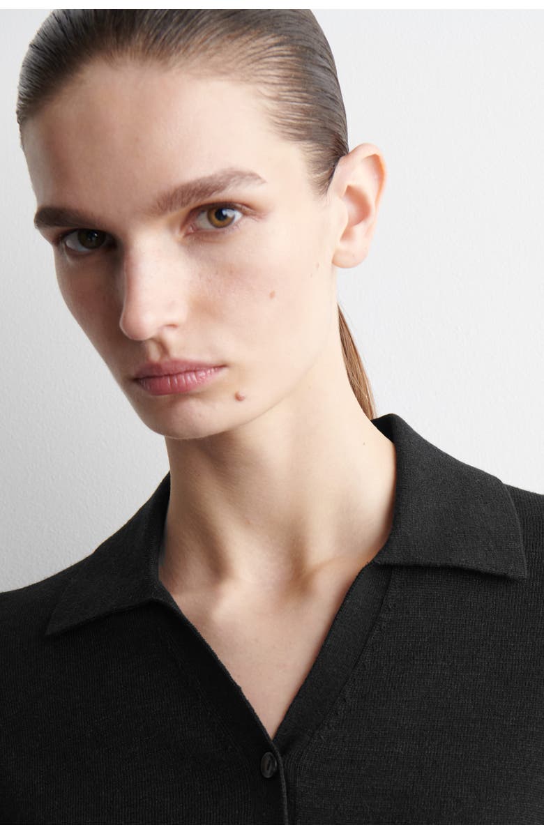 COS Knitted Linen-Merino Shirt, Alternate, color, Black