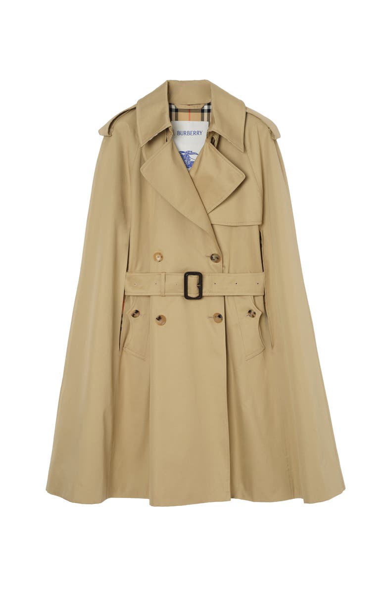 Burberry Gabardine Belmont Trench Cape, Main, color, Beige