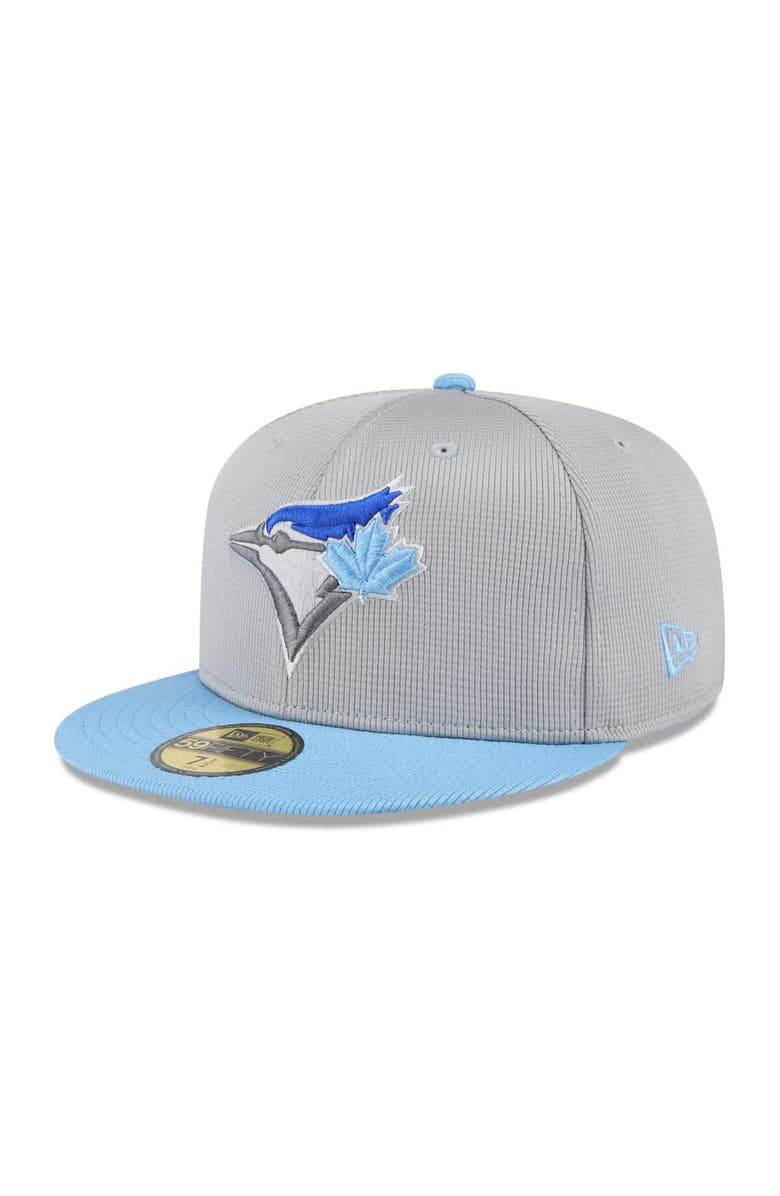 New Era Men's New Era  Gray/Powder Blue Toronto Blue Jays 2025 Batting Practice 59FIFTY Fitted Hat, Alternate, color, 