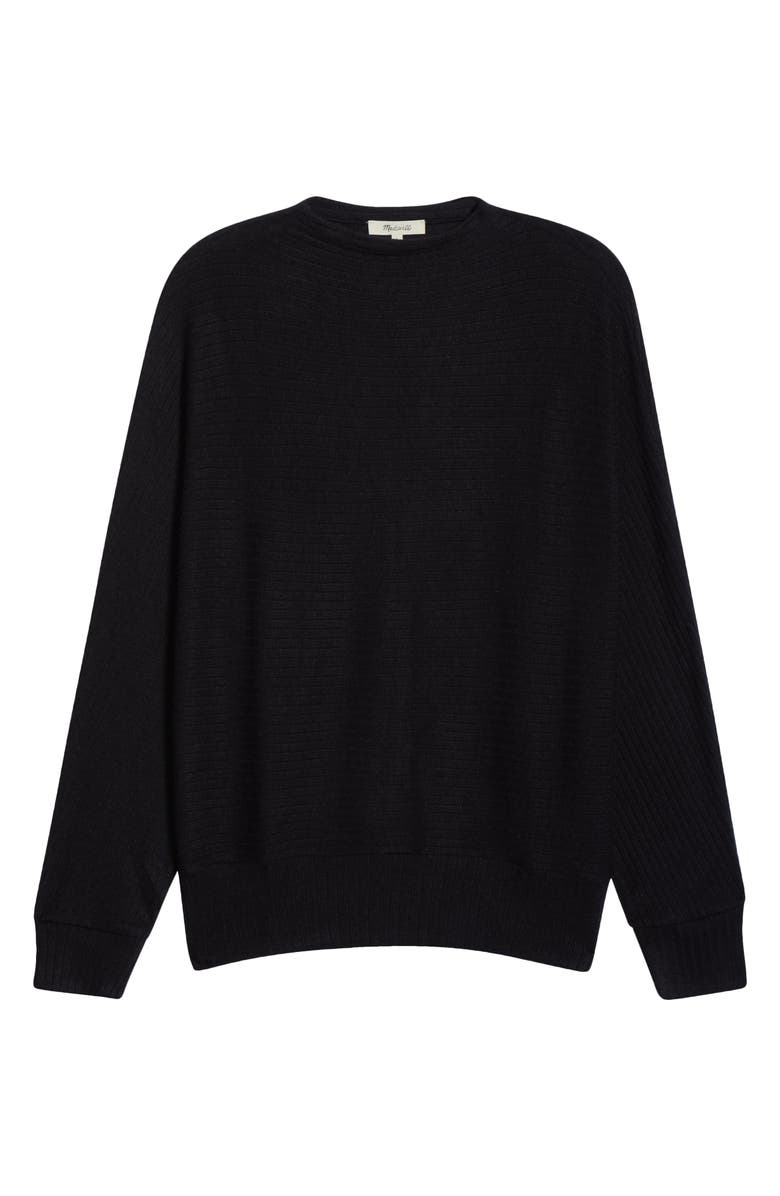 Madewell Mock Neck Dolman Sleeve Sweater, Main, color, Jet Black