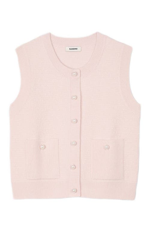 Sandro Textured Tweed Cardigan In Light Pink