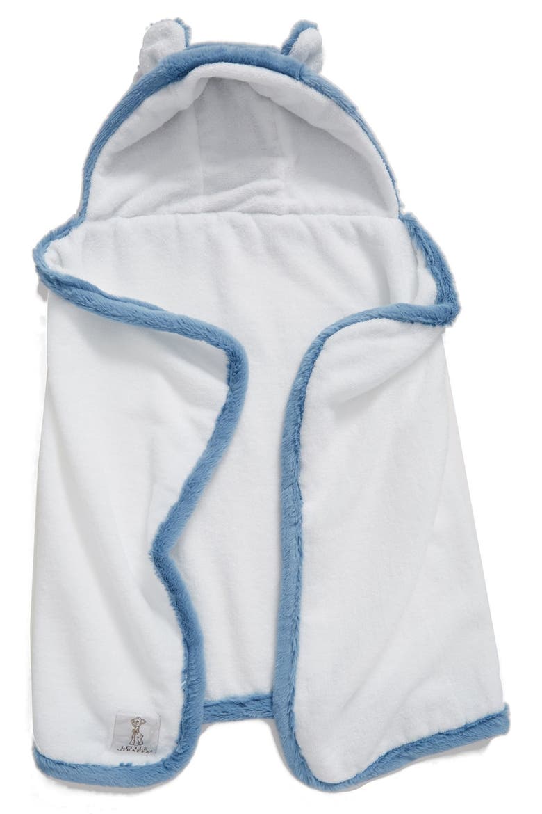 Luxe Faux Fur Hooded Towel, Alternate, color, CORNFLOWER