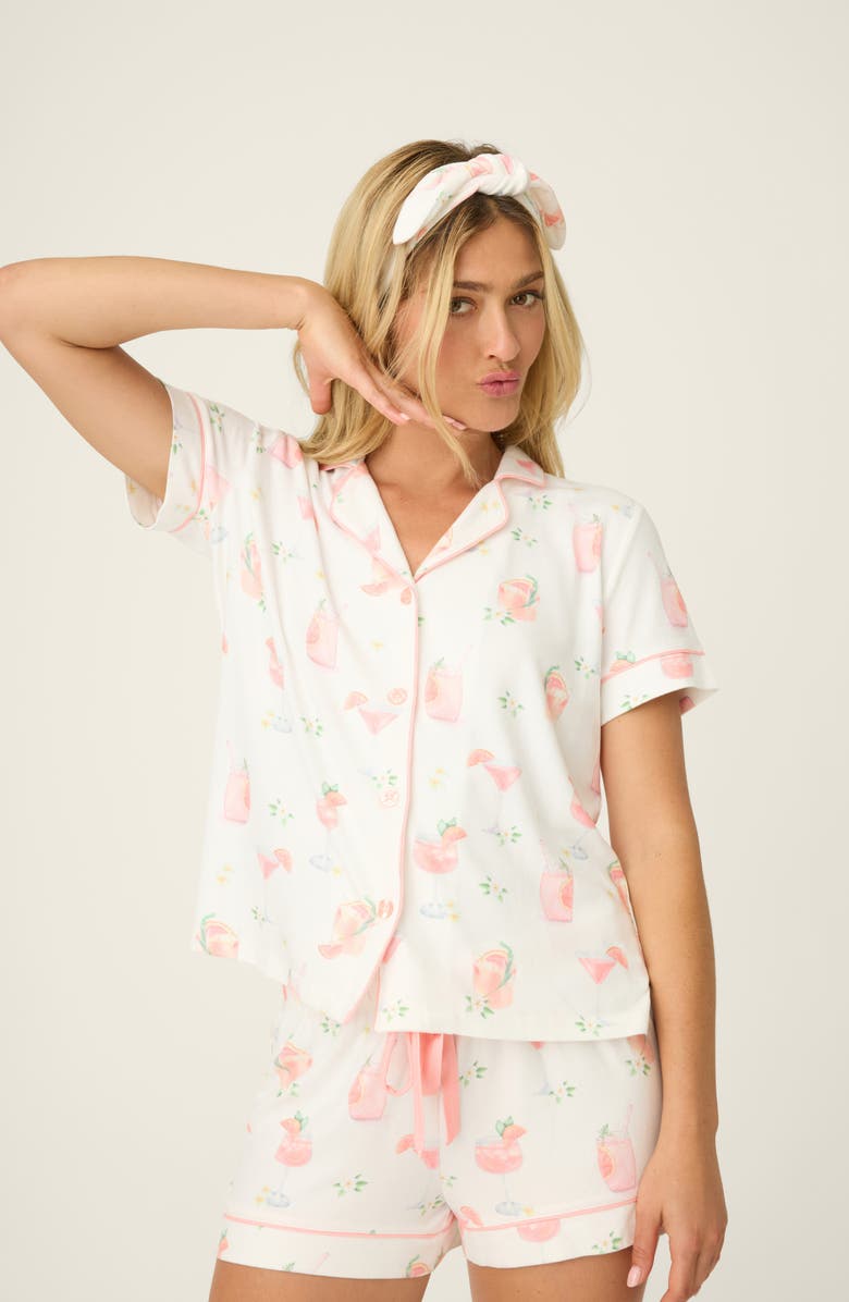 PJ Salvage Paloma Mama Short Pajamas & Headband Set, Alternate, color, Ivory