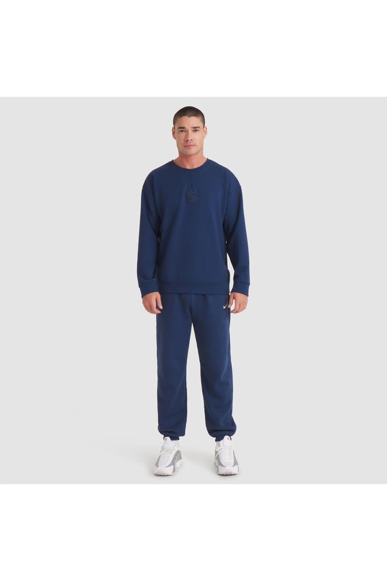 Men's Fanatics Deep Sea Blue Seattle Kraken Authentic Pro Road Tri-Blend Sweatshirt, Alternate, color, Navy
